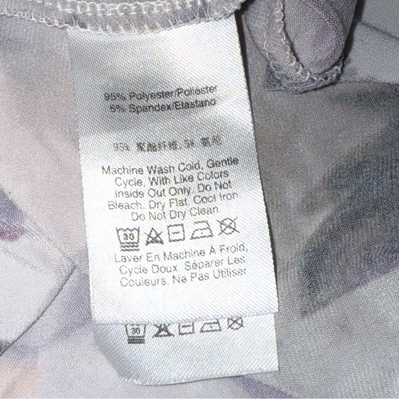 DKNY Floral Cowl Neck Sleeveless Top Purple White Size XL - Picture 6 of 7